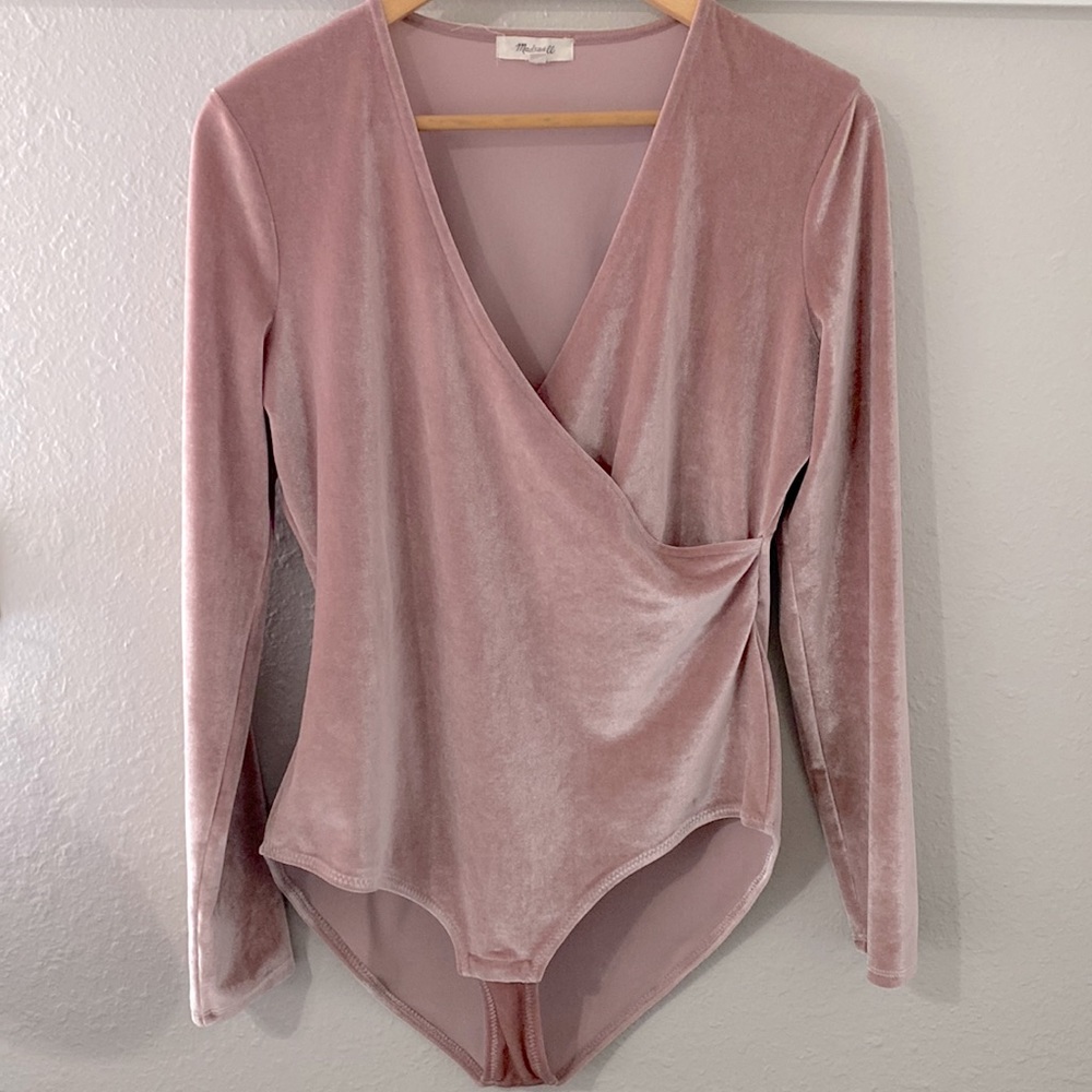 Madewell Velvet Wrap Long-sleeved Bodysuit. Size Large.